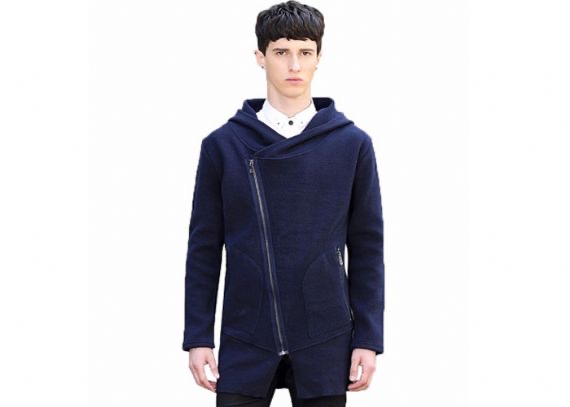 Sudadera con capucha larga de invierno con cremallera para hombre de calibre 7, suéter de cárdigans de diseñador azul