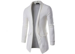 Mens Long Cotton And Acrylic 12GG Cable Cozy Knitted Cardigan Sweaters Autumn