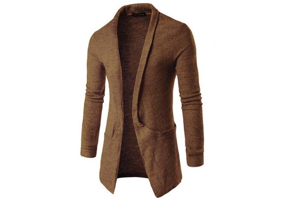 Cárdigan de punto acogedor con cable largo de algodón y acrílico 12GG para hombre Otoño