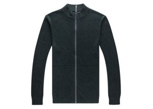 Mens Full Zip Cardigan Sweater , Mens Black Long Sleeve Cardigan Wool Sweater