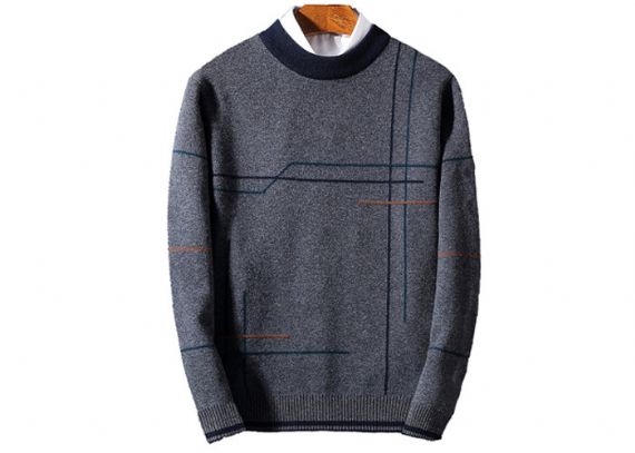 Diseño de la intarsia del modelo rayado del suéter del jersey del cuello redondo para el invierno