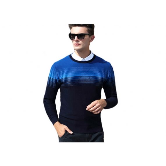 Estilo del telar jacquar de los patrones que hacen punto planos del suéter del cuello redondo de los hombres casuales