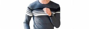 Thin Wool Casual Men's Roundneck Sweater Flat Knitting Patterns Jacquard Style