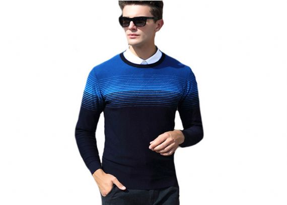Estilo del telar jacquar de los patrones que hacen punto planos del suéter del cuello redondo de los hombres casuales