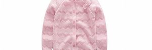 Round Neck Girls Cardigan Sweaters, Cute Sweaters For Girls Wave Pointelle Patterns