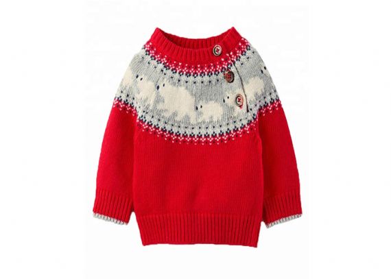 100% algodón niños suéter de punto cuello redondo jersey de punto patrón animal