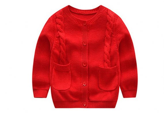 Invierno lindo algodón niños suéter de punto manga larga cuello redondo Deisgn