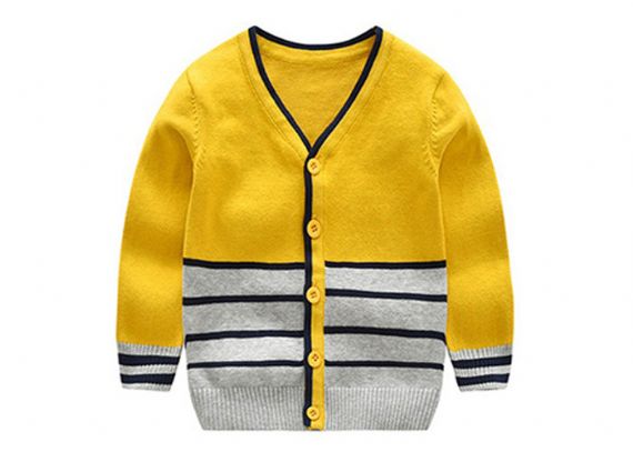 2019 Latest New Classic Design Boys V Neck Striped Knitted Cardigan