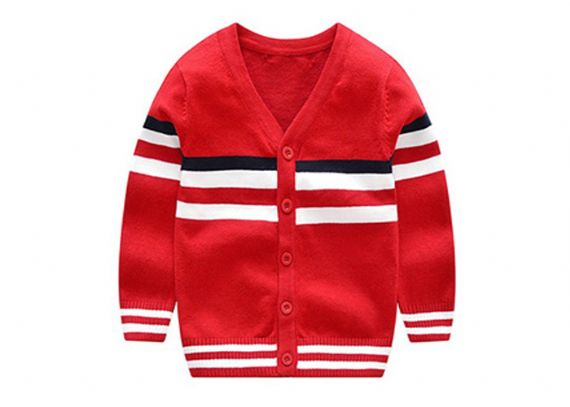 Cárdigan de punto a rayas con cuello en V para niños de nuevo diseño clásico 2019