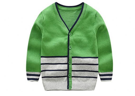 Cárdigan de punto a rayas con cuello en V para niños de nuevo diseño clásico 2019