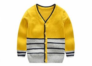 2019 Latest New Classic Design Boys V Neck Striped Knitted Cardigan