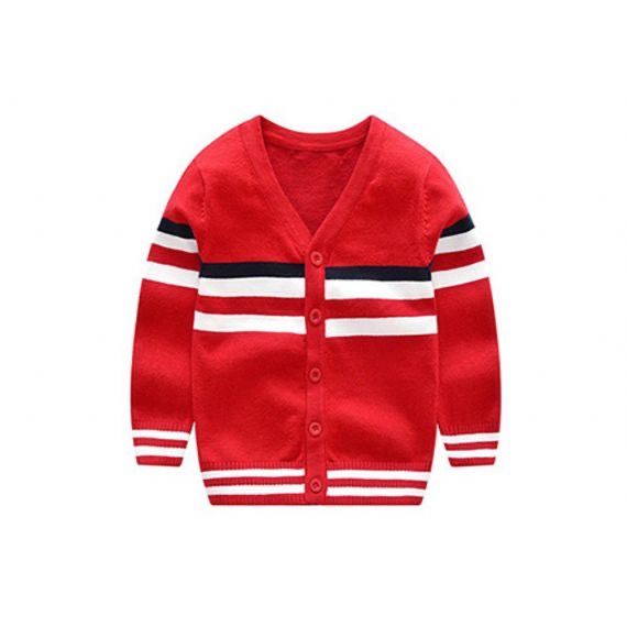 Cárdigan de punto a rayas con cuello en V para niños de nuevo diseño clásico 2019