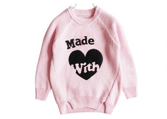 Girl Love Design Kids Knit Sweater Cuello redondo Mangas largas para el invierno