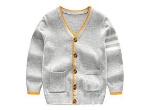 Custom Knitted Boys Cardigan Sweater Stripes Pattern Type Breathable Featuring