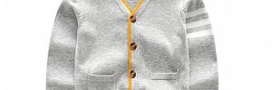 Custom Knitted Boys Cardigan Sweater Stripes Pattern Type Breathable Featuring