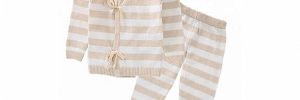 Full Body Kids Knit Sweater Stripe Pattern Sweater Suit Belt Closure Type