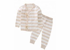 Full Body Kids Knit Sweater Stripe Pattern Sweater Suit Belt Closure Type