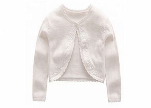 Round Neck Kids Knit Sweater Single Button Closure Type Shawl With Embroidery