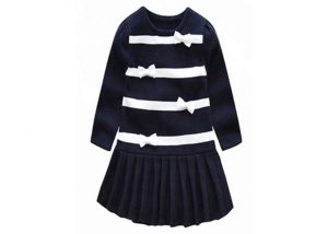 Long Winter Baby Girl Sweater Dress , Toddler Red Sweater O Neck Collar