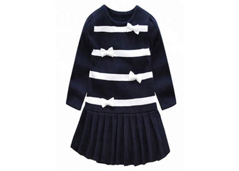 Long Winter Baby Girl Sweater Dress , Toddler Red Sweater O Neck Collar