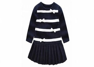 Long Winter Baby Girl Sweater Dress , Toddler Red Sweater O Neck Collar