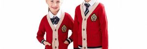 V Neck Long Sleeve School Uniform Sweaters 110cm - 170cm Size With Skirt