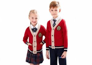 V Neck Long Sleeve School Uniform Sweaters 110cm - 170cm Size With Skirt