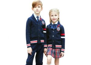 Primary School Cardigan Sweaters And Plaid Skirts Kits Polyester / Cotton Material