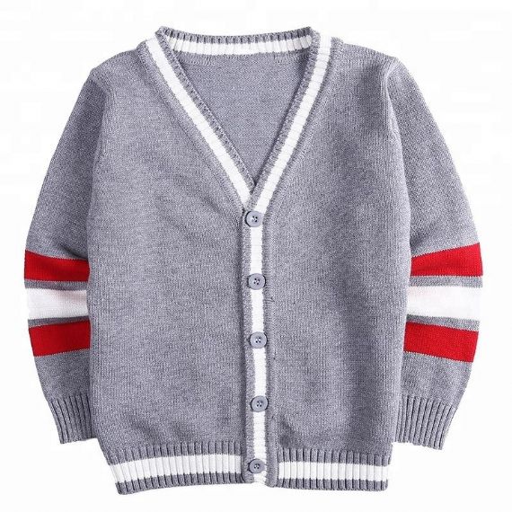 Grey Royal Blue School Uniform Cardigan
