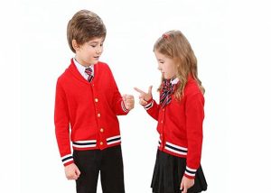 Elegant Kids School Uniforms Cardigan, Girls Uniform Sweater With Skirt