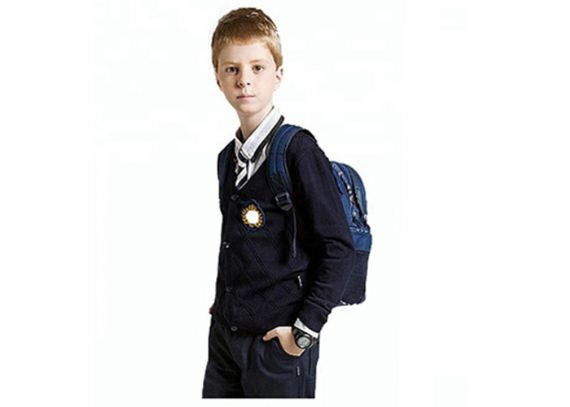 Modelo simple de la rebeca de los suéteres del uniforme escolar del cuello en V azul marino para los niños