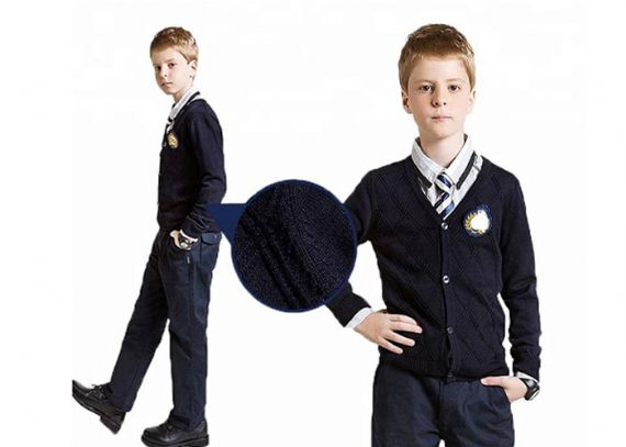 Modelo simple de la rebeca de los suéteres del uniforme escolar del cuello en V azul marino para los niños