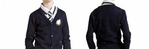 Navy Blue V Neck School Uniform Sweaters Cardigan Simple Pattern For Boys