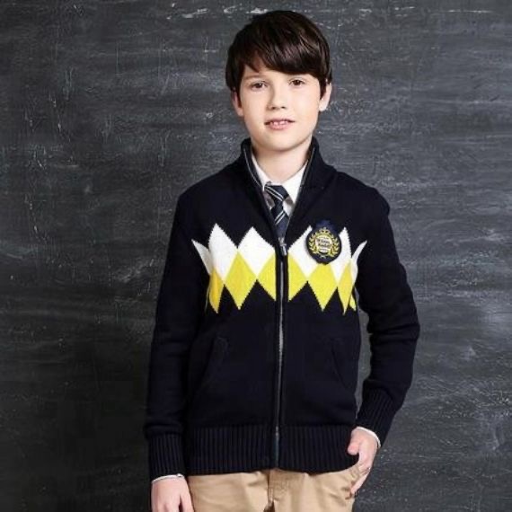 British Style School Uniform Sweaters Anti Static Long Sleeve Type For Children