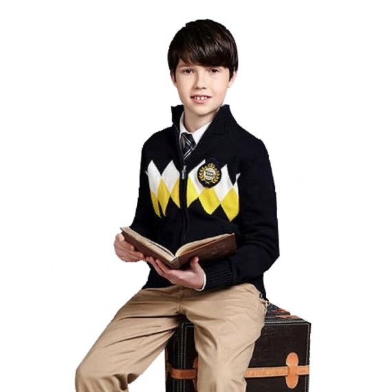 British Style School Uniform Sweaters Anti Static Long Sleeve Type For Children