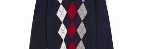 Soft Navy Men School Uniform Sweaters Plaid Pattern For Senior High School