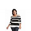 Drop Shoulder Oversized Knit Sweaters Stripe Knitted Polyester / Cotton Material