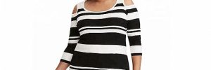 Drop Shoulder Oversized Knit Sweaters Stripe Knitted Polyester / Cotton Material