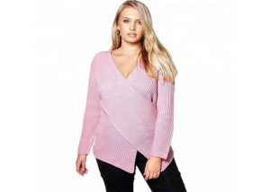 V Neck Design Womens Plus Size Sweaters Regular Clothing Length Ladies Tops