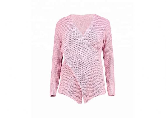 Diseño con cuello en V para mujer Suéteres de talla grande Longitud de ropa regular Tops para mujer