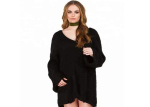 Long Sleeve V Neck Plus Size Sweater Dress