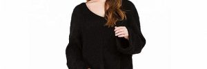 Long Sleeve V Neck Plus Size Sweater Dress