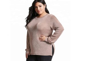 Women Plus Size Clothing Tops Regular Length Design Pink Color Attractive