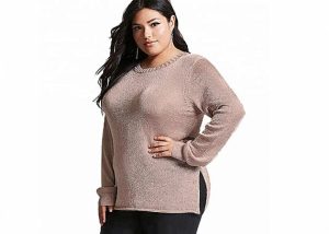 Women Plus Size Clothing Tops Regular Length Design Pink Color Attractive