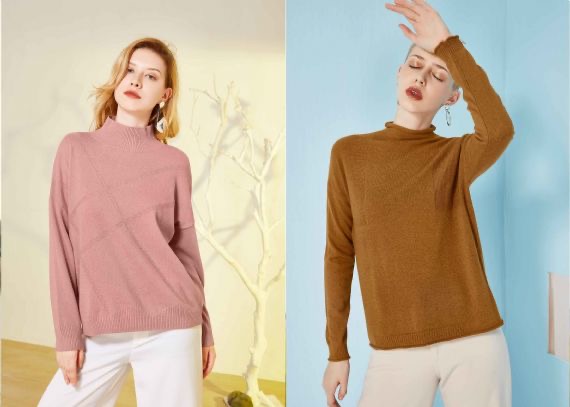 Suéter de cachemir 100% puro con cuello redondo a medida para mujer, ropa de otoño