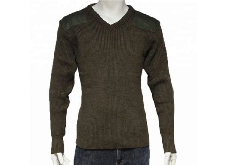 Olive Green Long Sleeve Pullover Military Uniform Sweater
