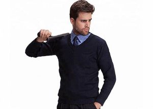 Navy Blue Security Military Uniform Sweater Pullover In Wool And Polyester Material