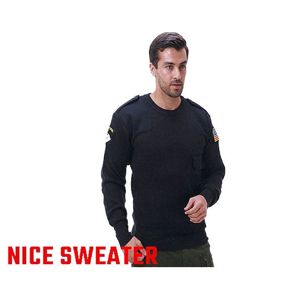 Spandex Cotton Navy Oliver Green Military Sweater