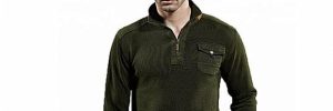 Cotton Zip Up Army Green Sweater , Military Style Sweater With Pockets