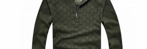 High Neck Knitting Military Uniform Sweater Plaid Pattern Anti UV For Men